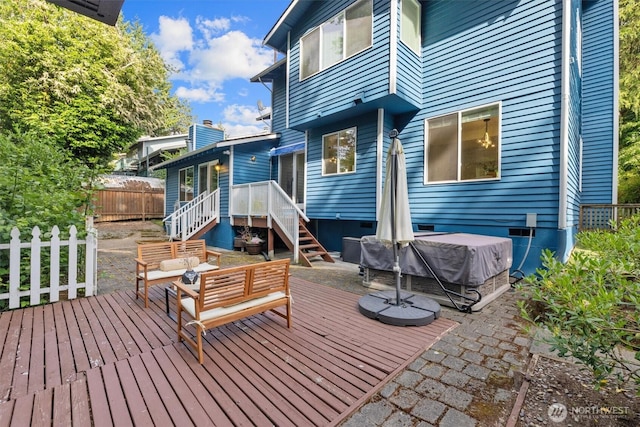 9132 NE 143rd Pl, Kirkland, WA 98034 - wooden deck with an outdoor living space