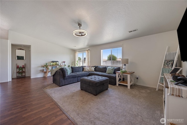 5421 Jackson Ln, Pasco, WA 99301 - living area featuring dark wood-style floors and a textured ceiling