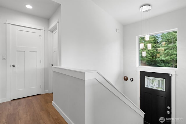 1172 Thorndyke Rd, Port Ludlow, WA 98365 - foyer entrance with wood finished floors and recessed lighting