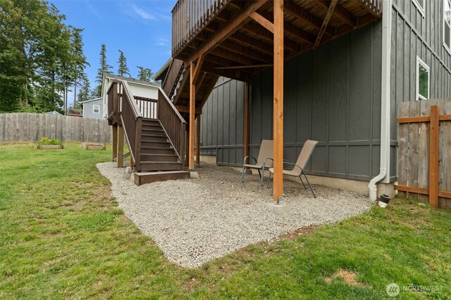 1172 Thorndyke Rd, Port Ludlow, WA 98365 - view of patio / terrace with stairs and a wooden deck