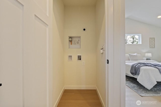 10342 39th Ave NE, Seattle, WA 98125 - laundry area featuring hookup for an electric dryer, washer hookup, and wood finished floors