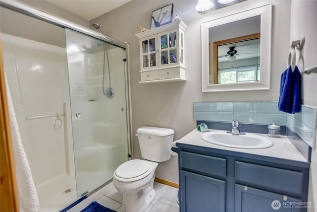 858 Willow Ct SW, Ocean Shores, WA 98569 - bathroom with a stall shower, vanity, and tile patterned flooring