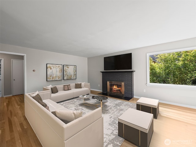 4510 N 24th St, Tacoma, WA 98406 - living area with wood finished floors and a fireplace