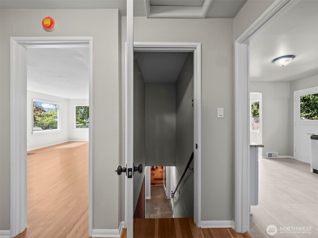 4510 N 24th St, Tacoma, WA 98406 - hall with baseboards and wood finished floors