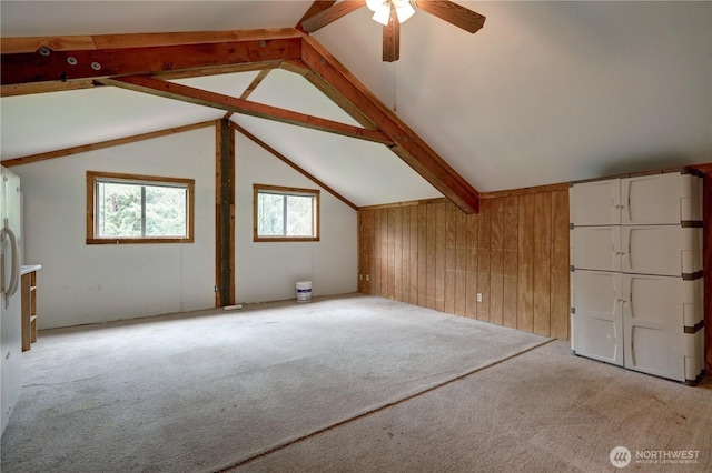31109 202nd Ave SE, Kent, WA 98042 - additional living space featuring a ceiling fan, light colored carpet, and wooden walls