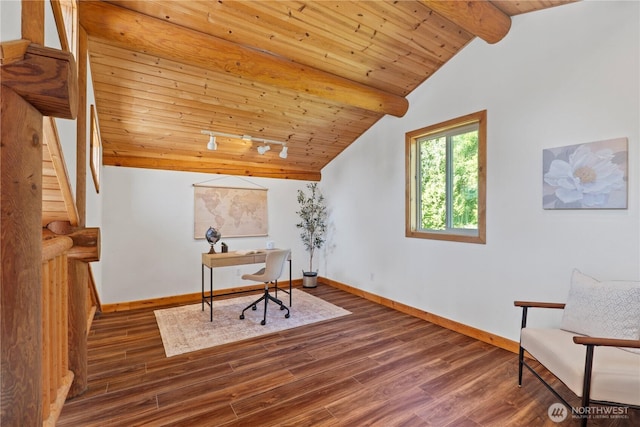 8669 Harbor Dr, Blaine, WA 98230 - office space featuring wood finished floors and wooden ceiling