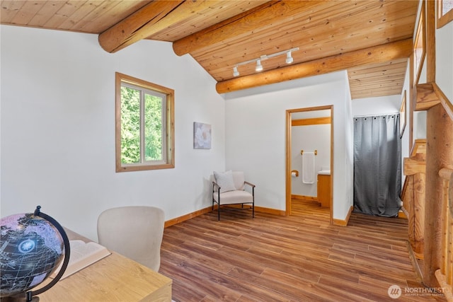 8669 Harbor Dr, Blaine, WA 98230 - office with wood finished floors and wooden ceiling