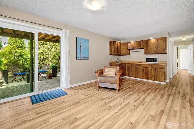6713 128th Ave SE, Bellevue, WA 98006 - living area featuring light wood-type flooring and a textured ceiling