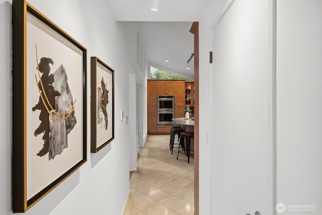 1564 Hillside Dr SE, Issaquah, WA 98027 - hallway featuring light tile patterned floors, recessed lighting, and lofted ceiling