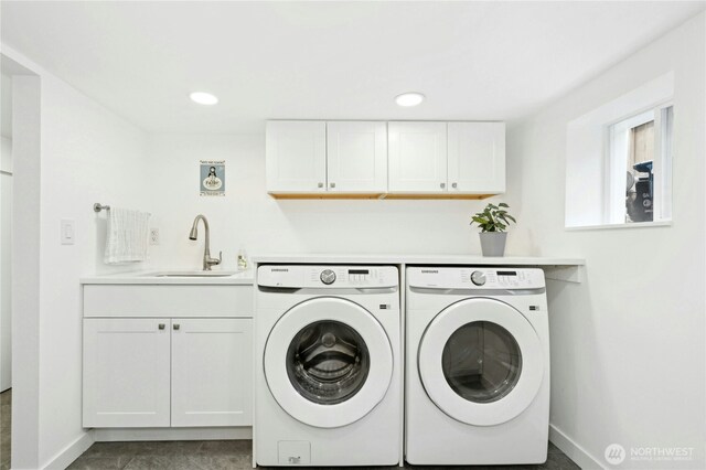 3232 37th Ave S, Seattle, WA 98144 - laundry room with independent washer and dryer, cabinet space, and recessed lighting