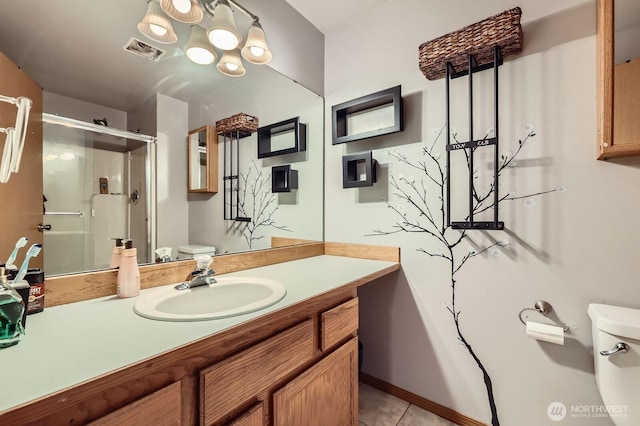 9806 6th Pl SE, Lake Stevens, WA 98258 - full bath featuring a stall shower, vanity, and tile patterned flooring