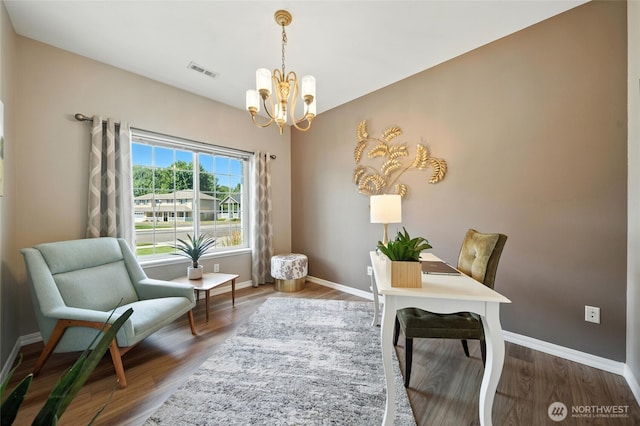 52 Whistling Duck Rd, Walla Walla, WA 99362 - office space with a chandelier and wood finished floors