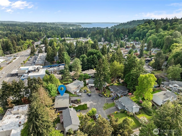 13652 99th Ave NE, Kirkland, WA 98034 - aerial overview of property's location featuring a nearby body of water and nearby suburban area