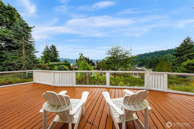 2366 Northshore Rd, Bellingham, WA 98226 - wooden terrace featuring a mountain view
