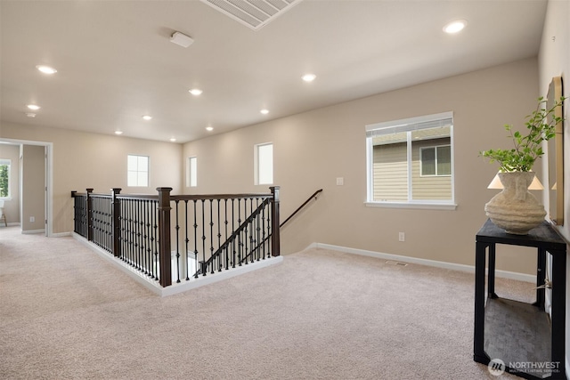 4418 233rd Pl SE, Bothell, WA 98021 - hall with an upstairs landing, carpet floors, and recessed lighting