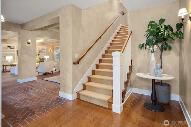 1135 Evergreen Point Rd, Medina, WA 98039 - stairs with brick floors and baseboards