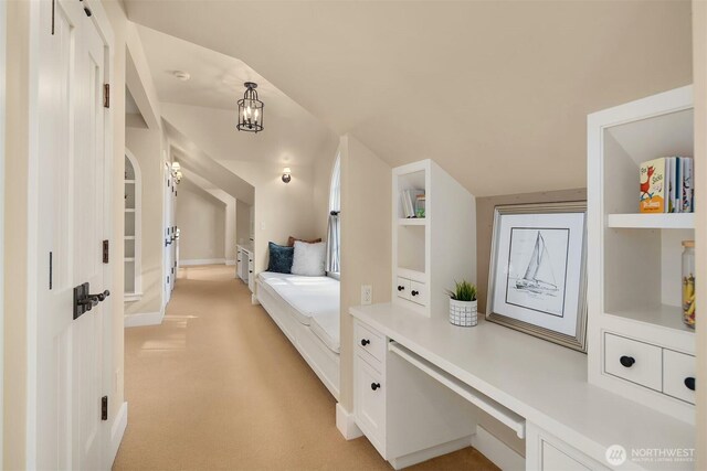 1135 Evergreen Point Rd, Medina, WA 98039 - bedroom featuring light colored carpet and lofted ceiling