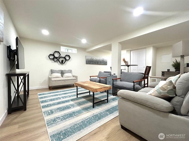 7353 29th Ave SW, Seattle, WA 98126 - living room with light wood-style flooring and recessed lighting