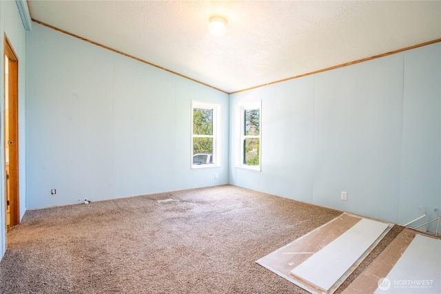 19412 Vantage Ln, Onalaska, WA 98570 - carpeted empty room with ornamental molding and lofted ceiling