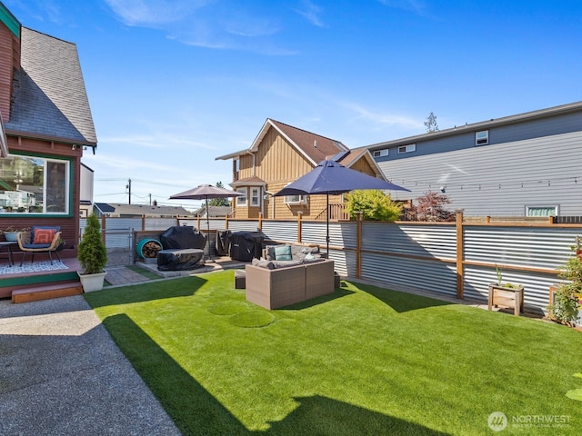 139 Maple St, Camano Island, WA 98282 - fenced backyard featuring an outdoor hangout area and a deck