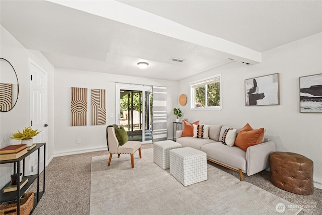 13045 28th Ave NE, Seattle, WA 98125 - living room featuring carpet flooring and baseboards