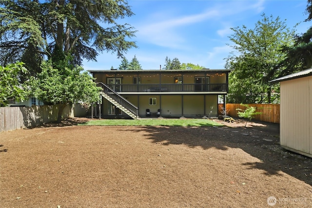 13045 28th Ave NE, Seattle, WA 98125 - back of house featuring stairway, a fenced backyard, and a wooden deck
