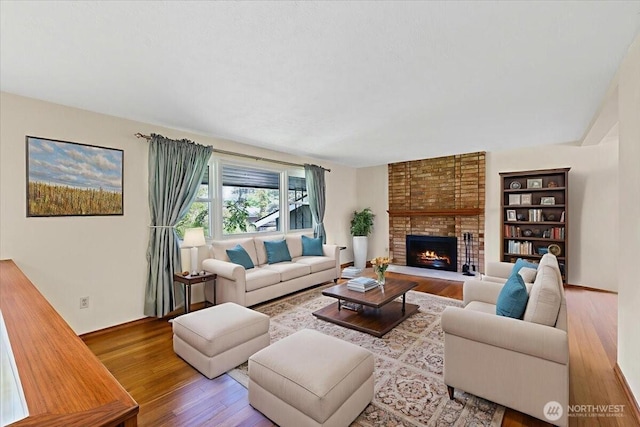4128 S Lee St, Spokane, WA 99203 - living area with wood finished floors and a fireplace