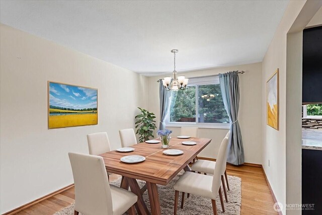4128 S Lee St, Spokane, WA 99203 - dining area with a chandelier, light wood-style floors, and plenty of natural light