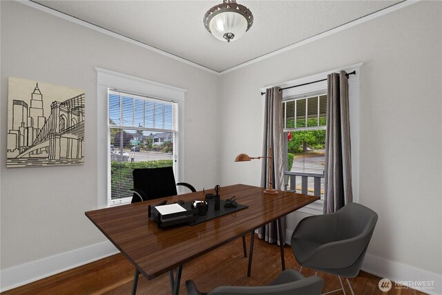 6903 Fauntleroy Way SW, Seattle, WA 98136 - office with healthy amount of natural light, wood finished floors, and ornamental molding