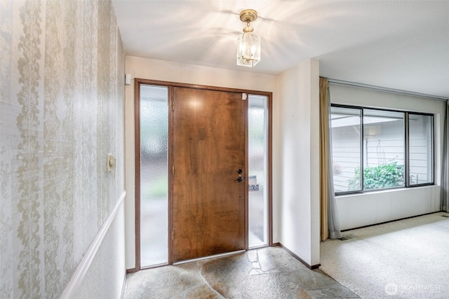 3524 SW 325th St, Federal Way, WA 98023 - foyer entrance with a chandelier and carpet floors