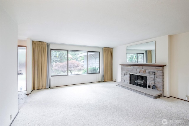 3524 SW 325th St, Federal Way, WA 98023 - unfurnished living room featuring carpet floors and a fireplace