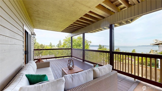 29417 1st Ave S, Federal Way, WA 98003 - wooden deck featuring outdoor lounge area and a water view