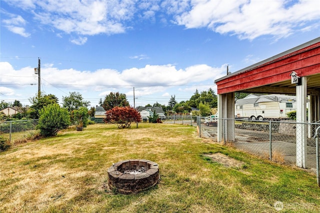 727 E 11th St, Port Angeles, WA 98362 - view of yard with an outdoor fire pit