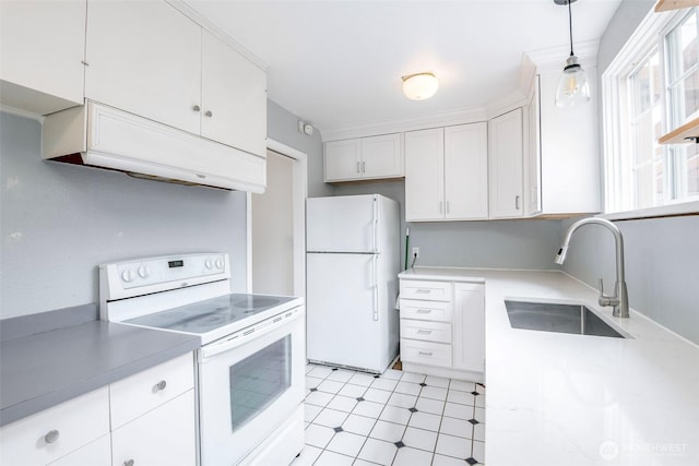 406 N Cushman Ave, Tacoma, WA 98403 - kitchen with white appliances, light countertops, and white cabinetry