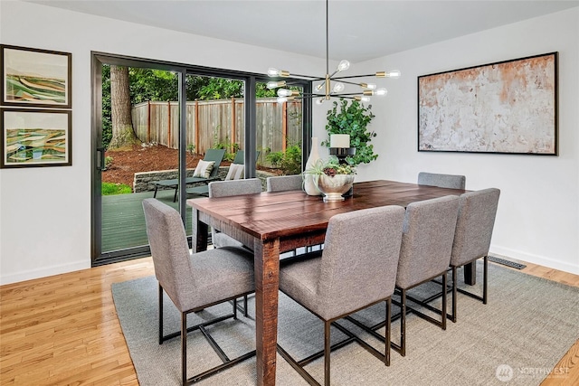 9101 SE 57th St, Mercer Island, WA 98040 - dining space featuring a chandelier and light wood-style flooring