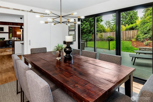 9101 SE 57th St, Mercer Island, WA 98040 - dining area with wood finished floors and a chandelier