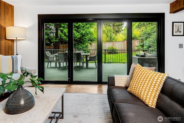 9101 SE 57th St, Mercer Island, WA 98040 - doorway to outside featuring healthy amount of natural light and wood finished floors