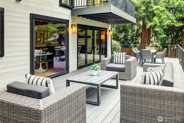 9101 SE 57th St, Mercer Island, WA 98040 - deck with outdoor dining space and an outdoor hangout area