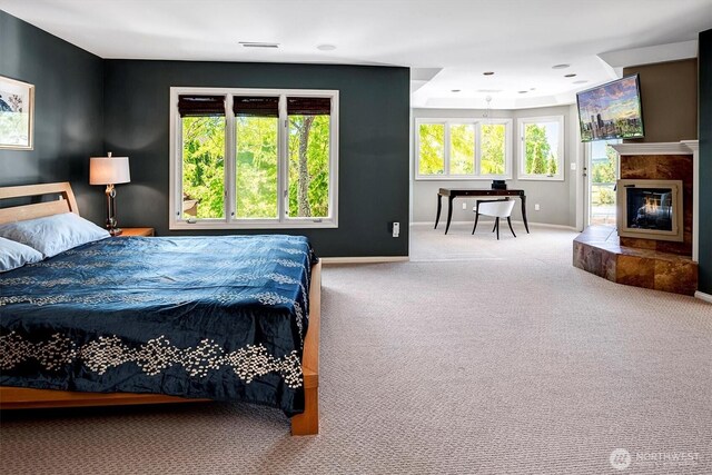 20821 NE 141st St, Woodinville, WA 98077 - bedroom featuring carpet flooring and a fireplace