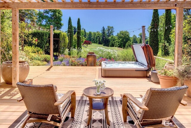 20821 NE 141st St, Woodinville, WA 98077 - wooden deck featuring a covered hot tub