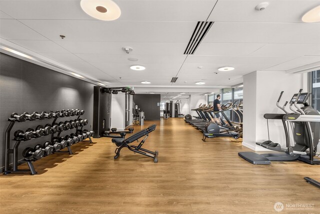 1808 Minor Ave Unit 3601, Seattle, WA 98101 - exercise room featuring wood finished floors