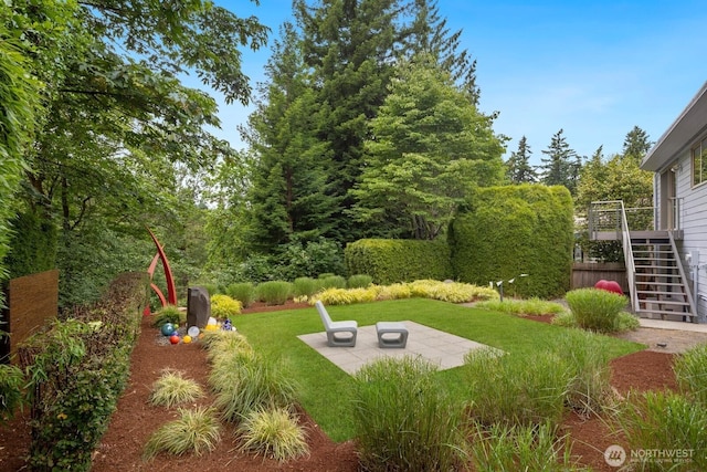4983 120th Ave SE, Bellevue, WA 98006 - view of grassy yard featuring stairs and a patio
