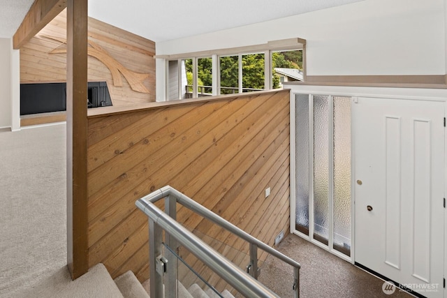 4983 120th Ave SE, Bellevue, WA 98006 - stairs with carpet flooring and wood walls
