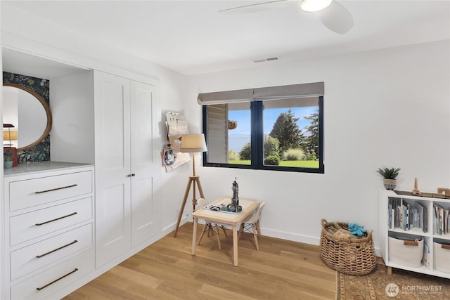 405 Bayside Rd, Bellingham, WA 98225 - living area with light wood finished floors and ceiling fan