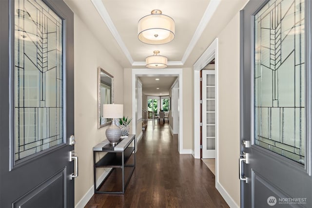 2507 101st Ln NE, Bellevue, WA 98004 - foyer featuring dark wood finished floors and a raised ceiling