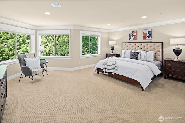 2507 101st Ln NE, Bellevue, WA 98004 - bedroom with light carpet, crown molding, and recessed lighting