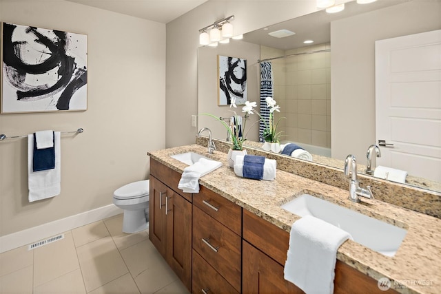 2507 101st Ln NE, Bellevue, WA 98004 - bathroom featuring double vanity, tile patterned floors, and shower / tub combo