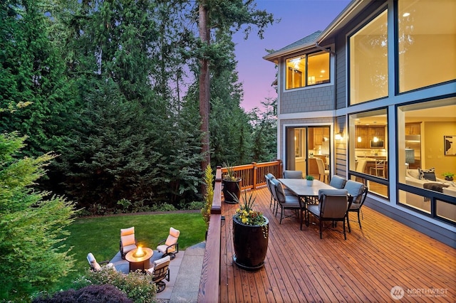2507 101st Ln NE, Bellevue, WA 98004 - deck featuring outdoor dining space and a lawn