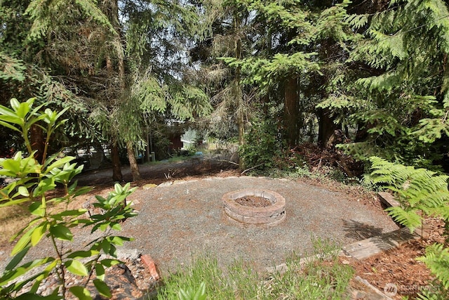 5845 Alpha Ln, Freeland, WA 98249 - view of yard with a fire pit