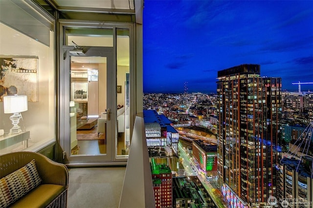 737 Olive Way Unit 3606, Seattle, WA 98101 - balcony at twilight with a view of city lights